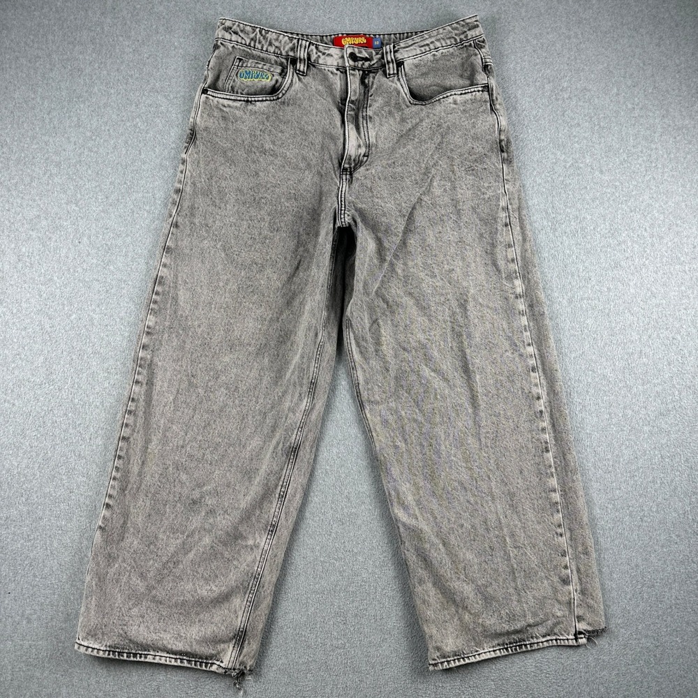 Empyre Jeans Mens 32 Loose Fit Gray Acid Wash Skate Streetwear Baggy Wide Leg